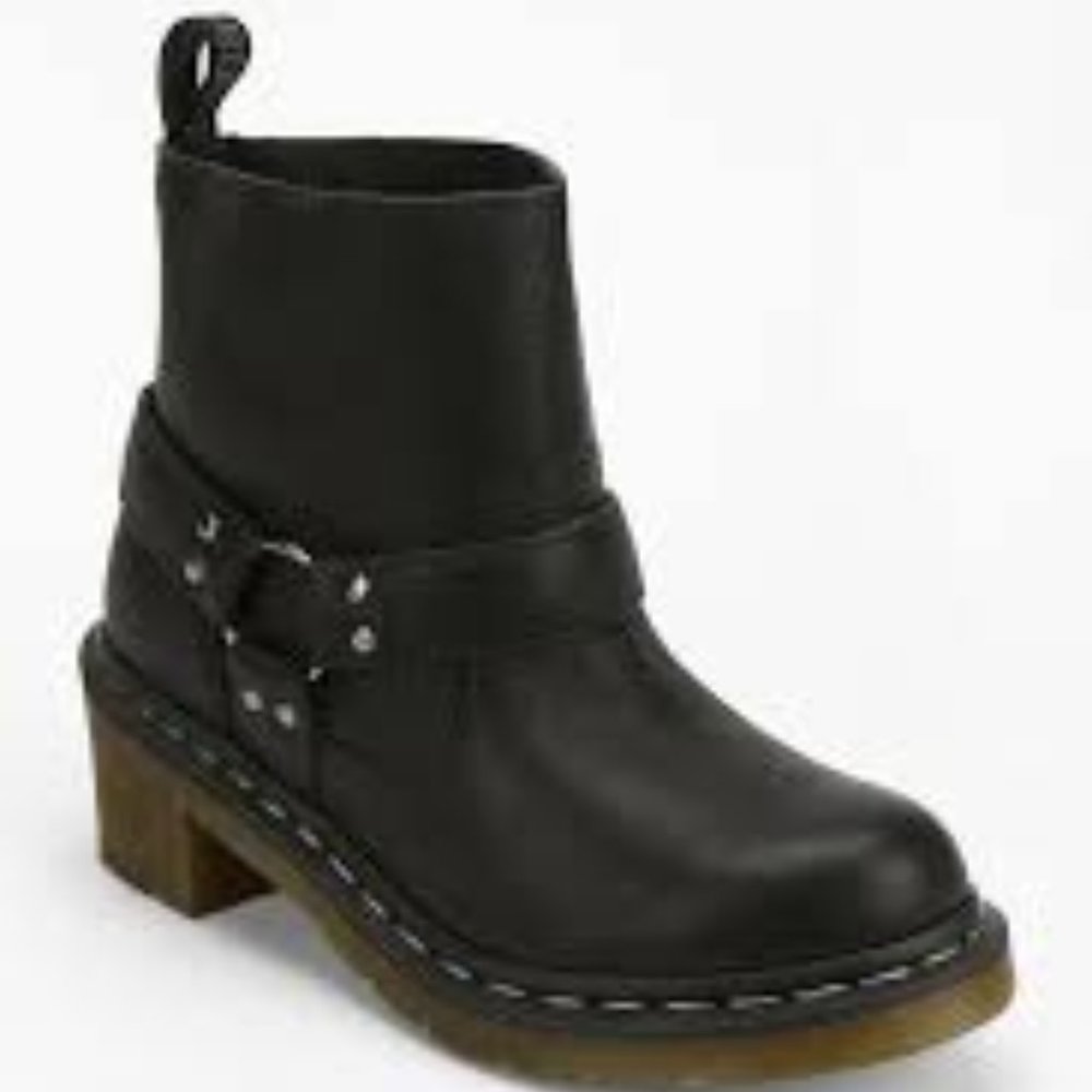 Dr. Martens Black Leather Harness Ankle Boots